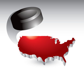 Poster - Ice hockey puck over red united states icon