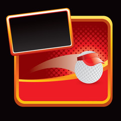 Golf ball with visor on stylized advertisement