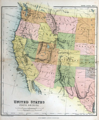 Fototapete - Old map of America, 1870