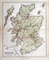 Fototapete - Old map of  Scotland, 1870