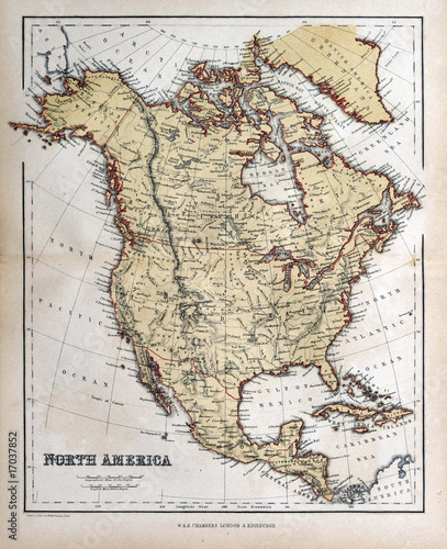 Old Map of North America, 1870