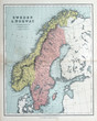 Old map of Sweden & Norway, 1870