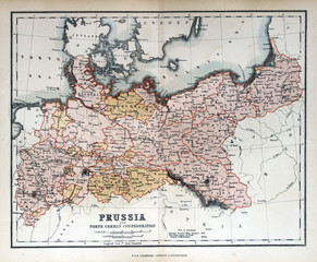 Wall Mural - Old map of Prussia, Germany, 1870