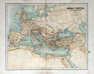 Fototapete - Old map of the Roman Empire, 1870
