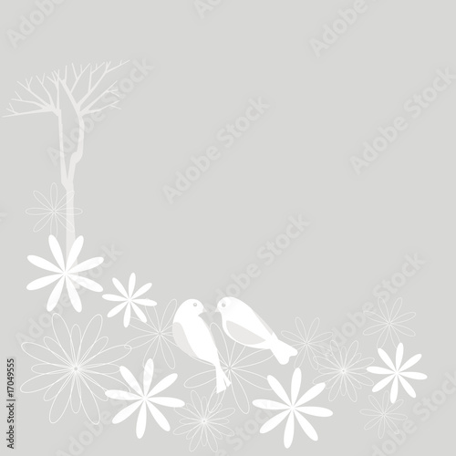Plakat na papierze fotorealistycznym Sakura i ptaki (kwiat wiśni)