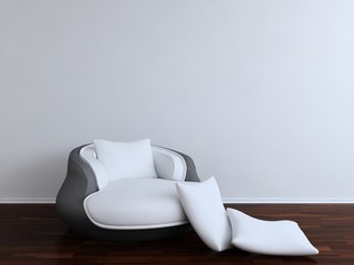 Divan Chair with white cushion - to face a blank white wall