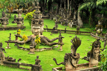 Wall Mural - buddha statues in vientiane,laos