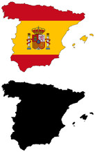 Vector Map And Flag Of Spain