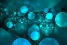 Abstract Blue Bubbles Fractal Background