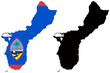 vector  map and flag of guam