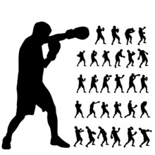 Vector Boxing Silhouette Set