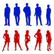 illustration - blaue und rote junge menschen