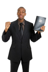 Poster - Man holding a bible preaching the gospel