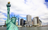 Fototapeta Miasta - The Statue of Liberty and Lower Manhattan Skylines
