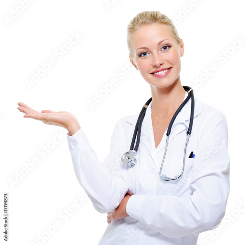 Fotografía successful female doctor holding something