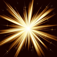 Canvas Print - Golden light, star burst, stylized fireworks