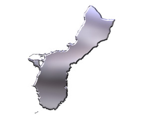 Sticker - Guam 3D Silver Map