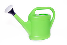 Classic Green Watering Can Isolated On White Background