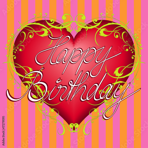 Happy Birthday-Herz mit floralem Ornament – kaufen Sie diese Illustration und finden Sie 