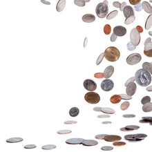 American Coins Falling To The Ground