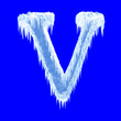 Ice-covered alphabet. Letter V.Upper case.With clipping path.