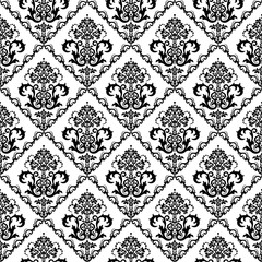 Obraz na płótnie seamless black & white floral wallpaper