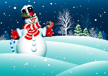 Christmas Snowman For Your Design
