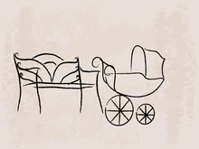 Bench And Baby Buggy