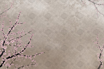 Cherry tree and chinese pattern filigree with place for text