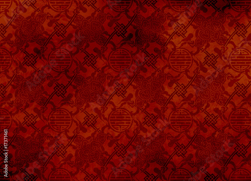Fotografía Chinese red textured pattern in filigree for background