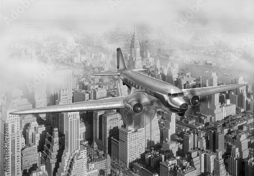 Obraz w ramie DC-3 Over NYC