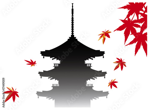 Naklejka na szafę 紅葉の寺japantemple