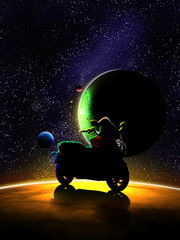 Wall Mural - scooter sur une planete dans l'espace 02