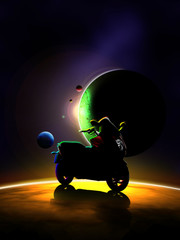 Wall Mural - scooter sur une planete dans la galaxie