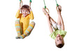 children on gym sports rings
