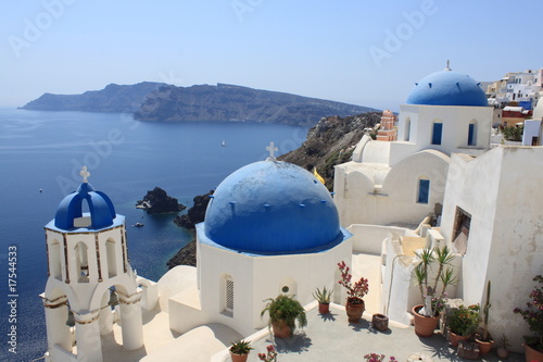 Board z aluminiowym obramowaniem Oia wieś w Santorini - Cyklady - Grecja