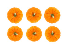 A Top View Of Six Small Pie Pumpkins