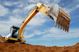 Fototapeta  - Excavator loader in sandpit