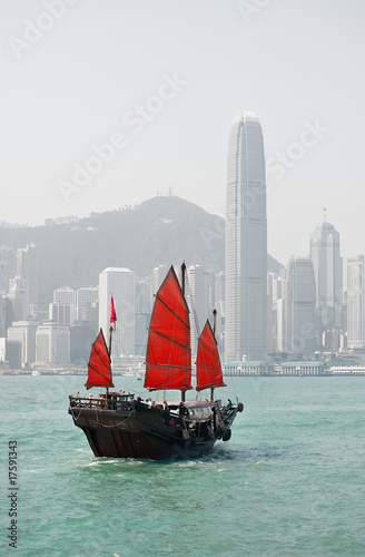 Tapeta ścienna Hong kong junk boat