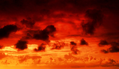 fire in the sky cloudscape background
