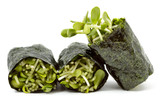 Fototapeta  - Sunflower sprouts wrapped in sushi nori