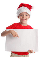 Sticker - Child in a Christmas hat and the form in hands