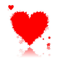  Autumn love, heart shape, leaf