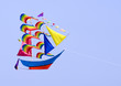 Kite muli-coloured boat shapped flying
