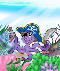 Wall Mural - Pirate octopus underwater