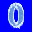 Ice-covered alphabet. Number zero. With clipping path.