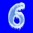 Ice-covered alphabet. Number six. With clipping path.