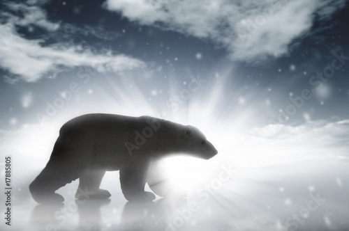 Plakat na papierze fotorealistycznym Niedźwiedź polarny w burzy śnieżnej