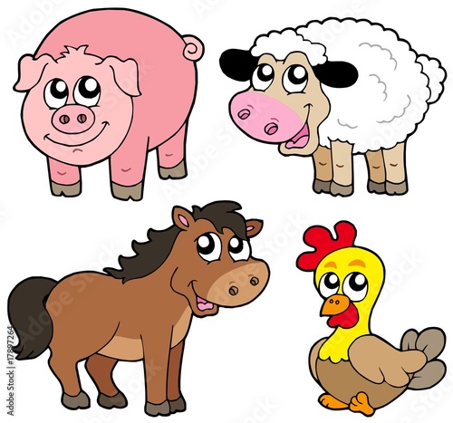 Naklejka - mata magnetyczna na lodówkę Cute country animals collection