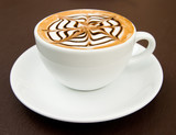 a cup of latte-art hot coffee mocca latte